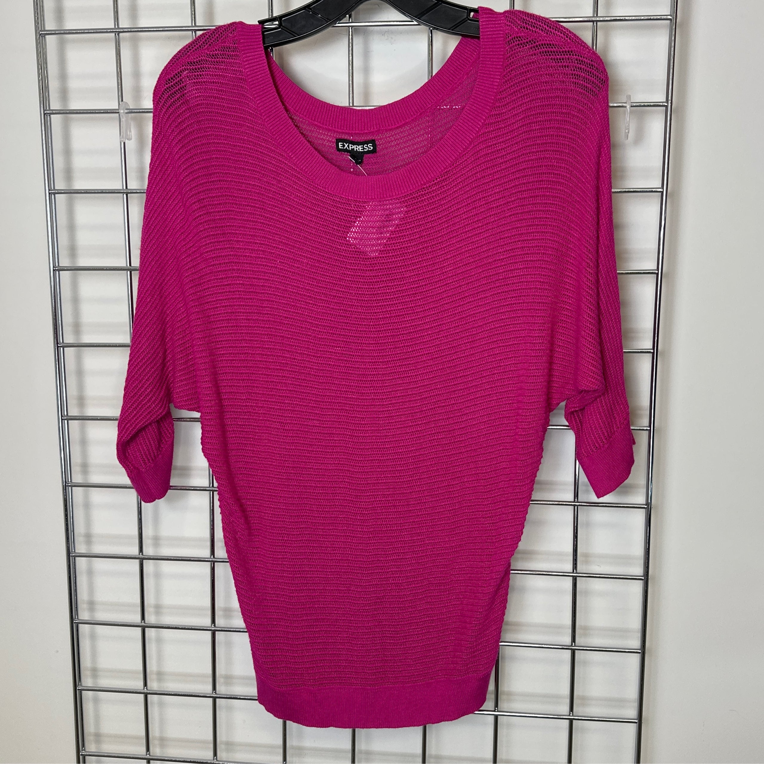 203779387 Sz S Pink Express Womens Short Sleeve Sweater